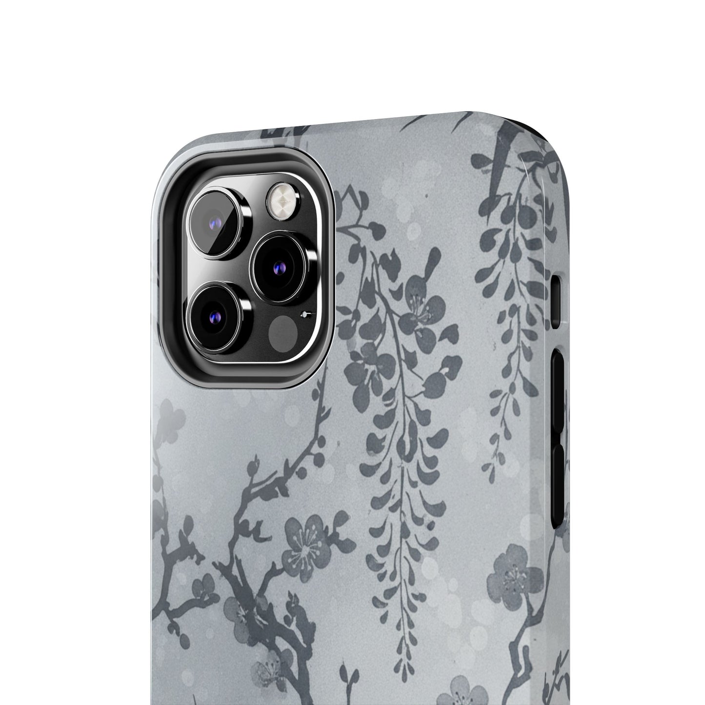 Tough Phone Case — Gray Cherry Blossom Ink Floral Design