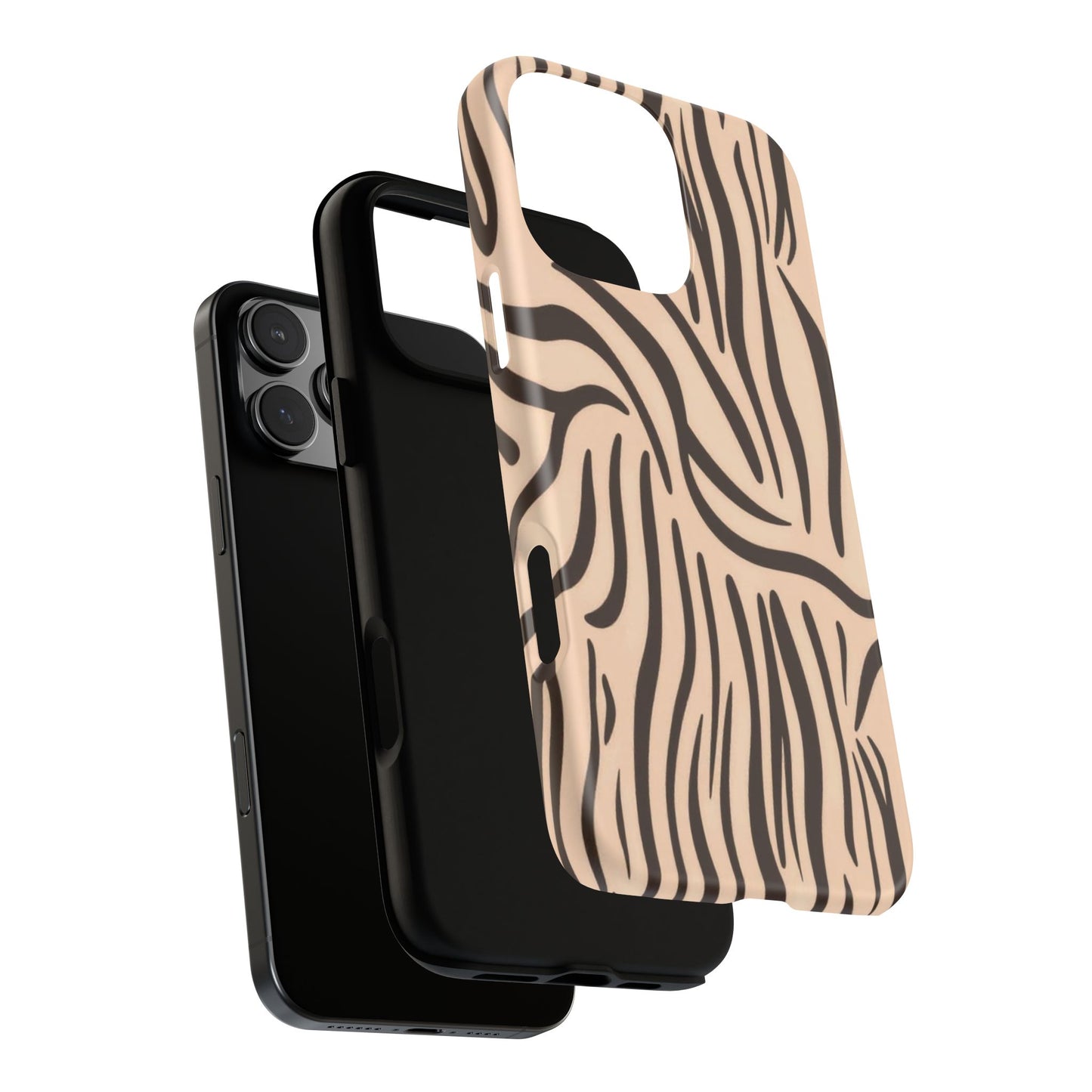 Zebra Stripe Tough Phone Case – Neutral Animal Print Protective Cover