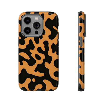Leopard Print Phone Case — Orange & Black Tough Pattern Protective Cover