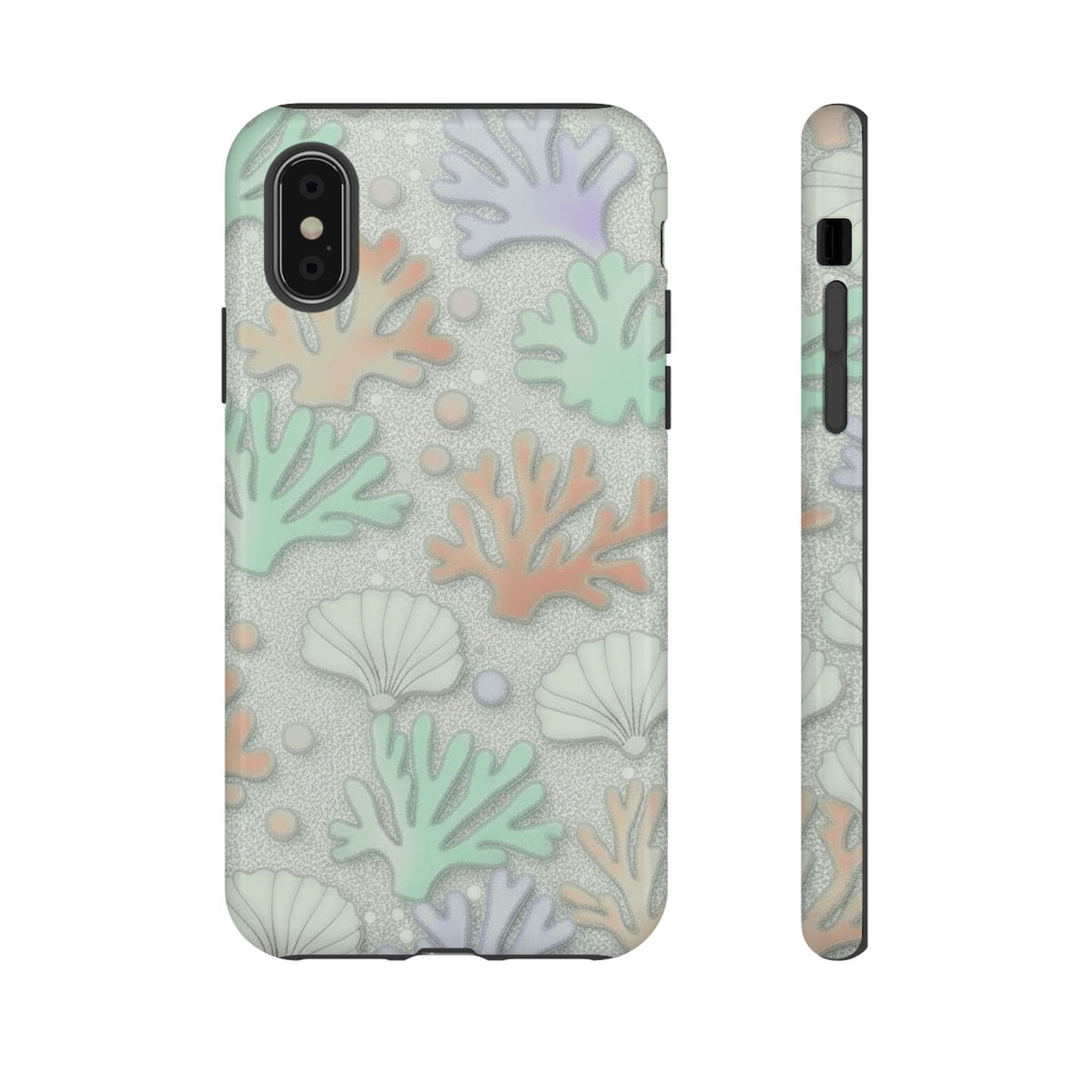 Pastel Coral Reef Tough Phone Case – Sea Shell & Coral Pattern Durable Protector