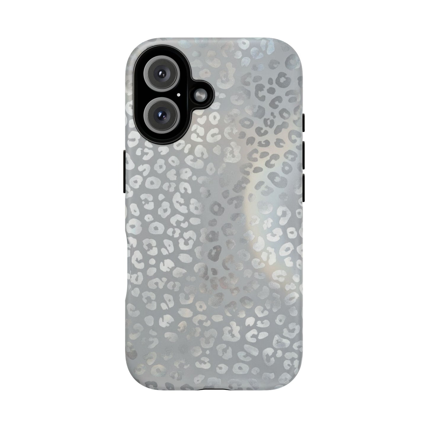 Grey Leopard Print Tough Phone Case — Durable Protective iPhone Cover