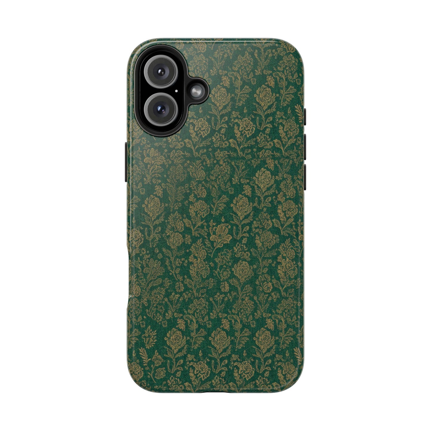 Vintage Floral Tough Phone Case — Green Damask Protective Cover