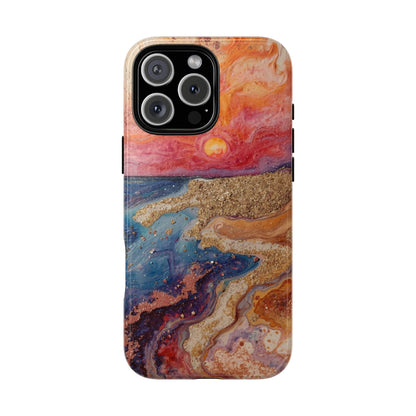 Sunset Coast Phone Case — Colorful Abstract Beach Art Tough Case
