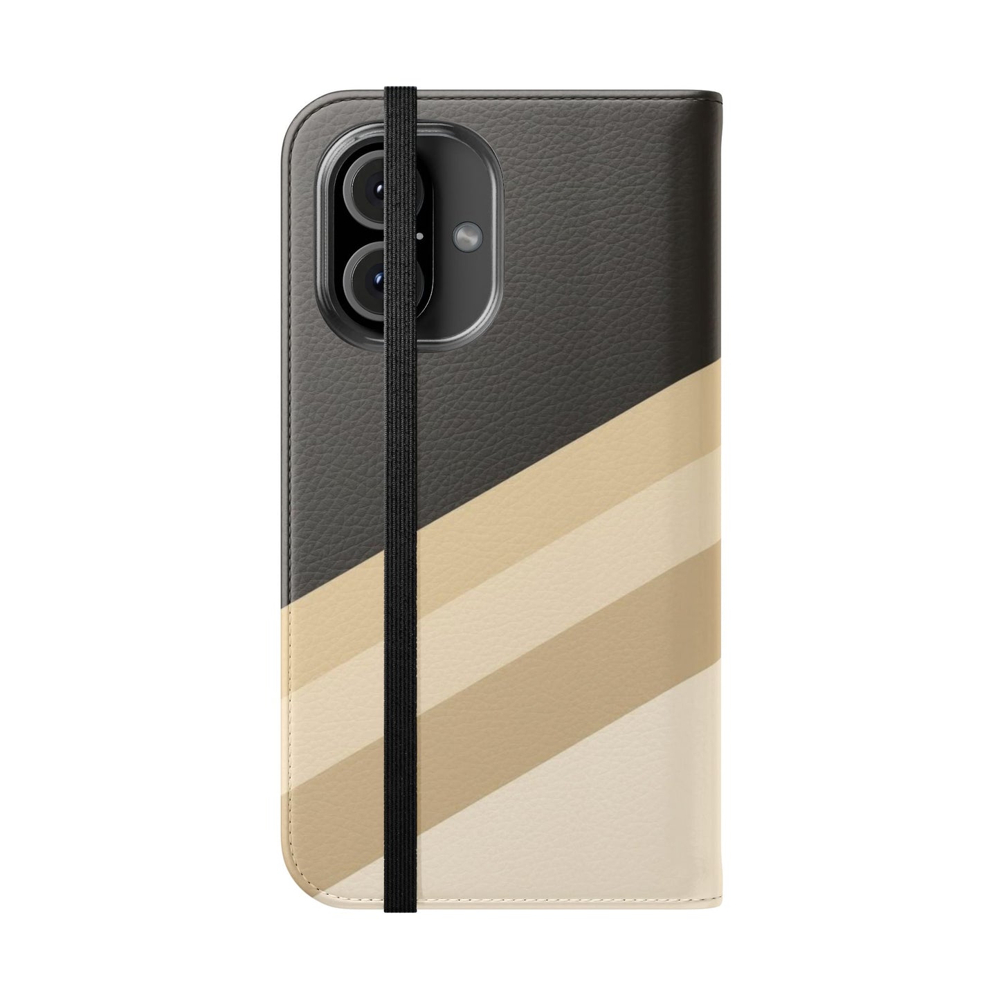 Retro Neutral Stripe Flip Phone Case — Wallet Folio with Card Slots