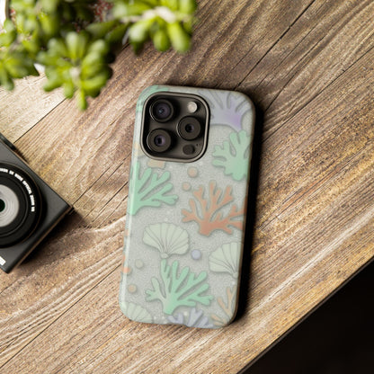 Pastel Coral Reef Tough Phone Case – Sea Shell & Coral Pattern Durable Protector