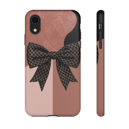 Bow Stripe Tough Phone Case – Pink Mauve Protective Cover