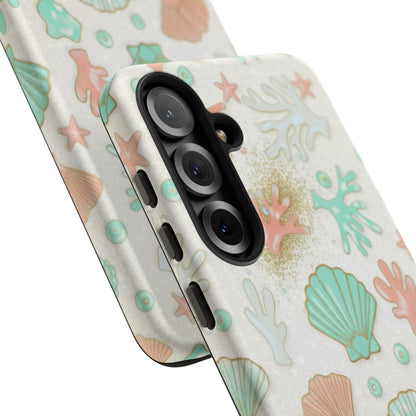 Seashell Coral Phone Case — Pastel Beach Shells Protective Tough Case
