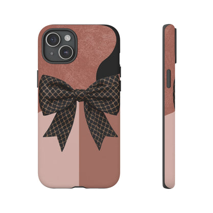 Bow Stripe Tough Phone Case – Pink Mauve Protective Cover