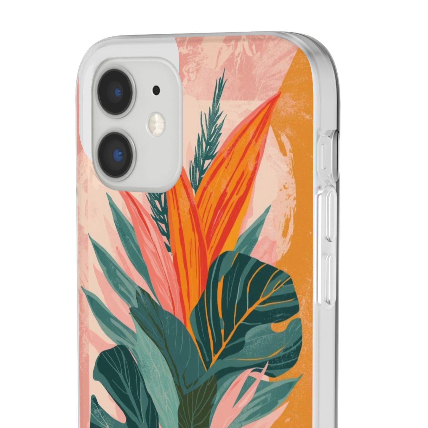 Tropical Botanical Phone Case — Pink & Orange Floral Flexi Case