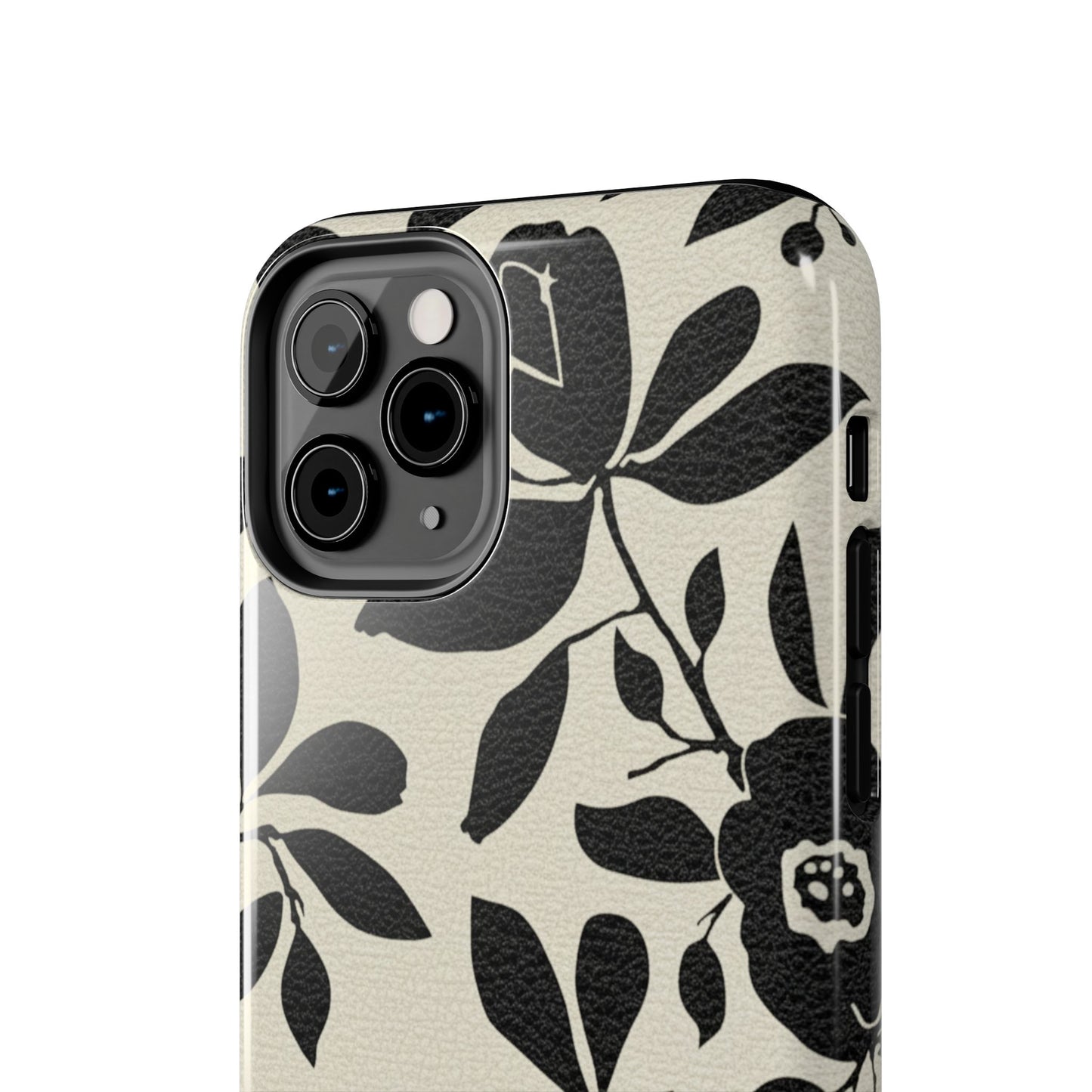 Tough Phone Case — Black Floral Silhouette Protective Cover