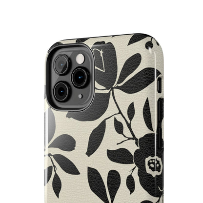 Tough Phone Case — Black Floral Silhouette Protective Cover