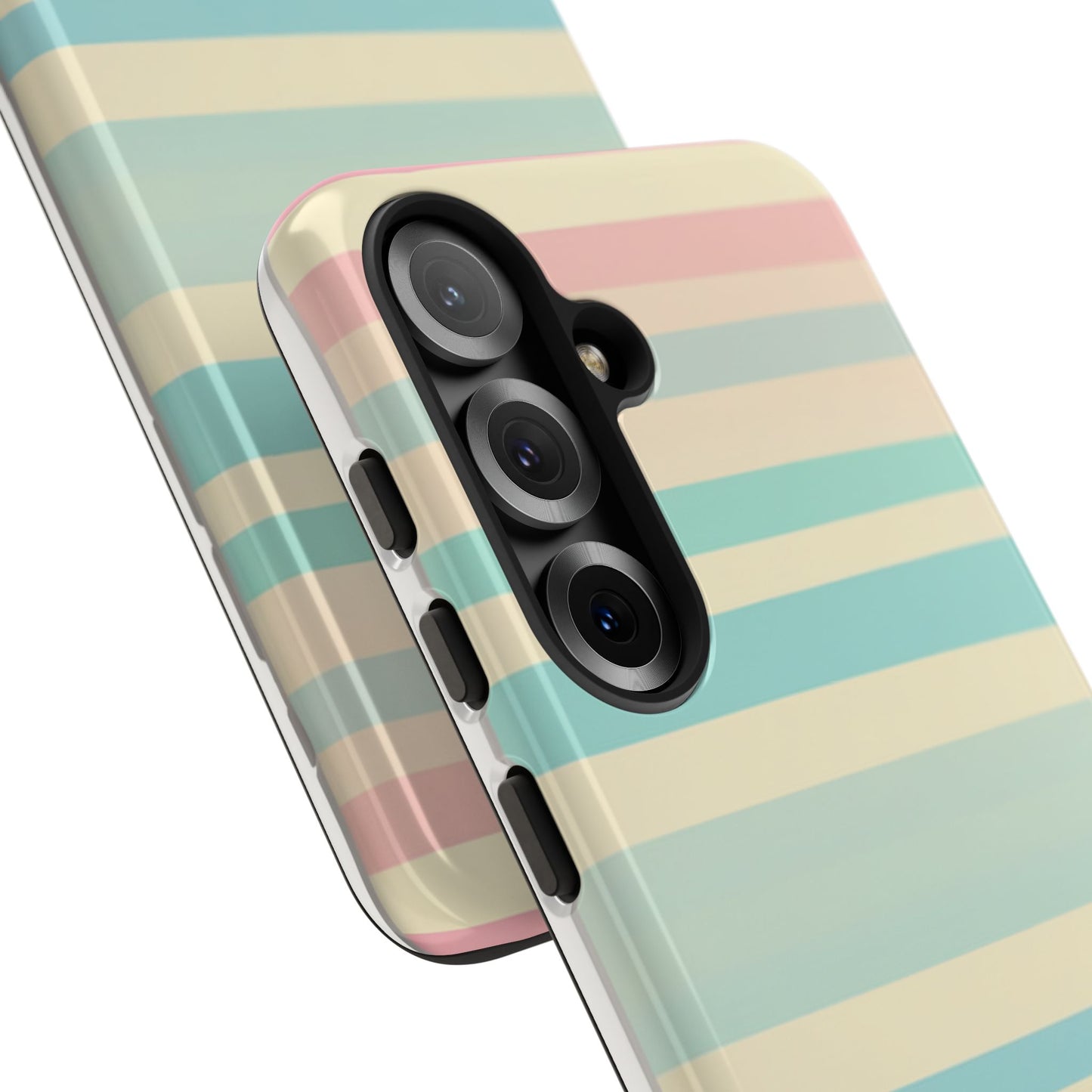Pastel Striped Tough Phone Case – Protective Retro Rainbow Design