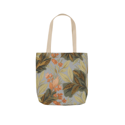 Floral Vintage Leaves Canvas Tote — Botanical Market Bag