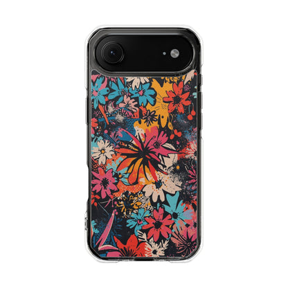 Floral Burst Magnetic Clear Phone Case — Protective Impact-Resistant Design