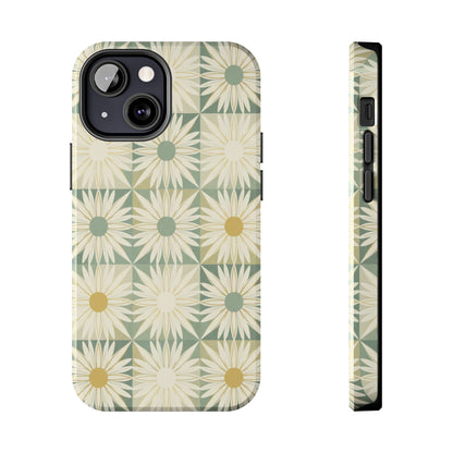 Retro Daisy Tough Phone Case — Vintage Floral Protective Cover for iPhone
