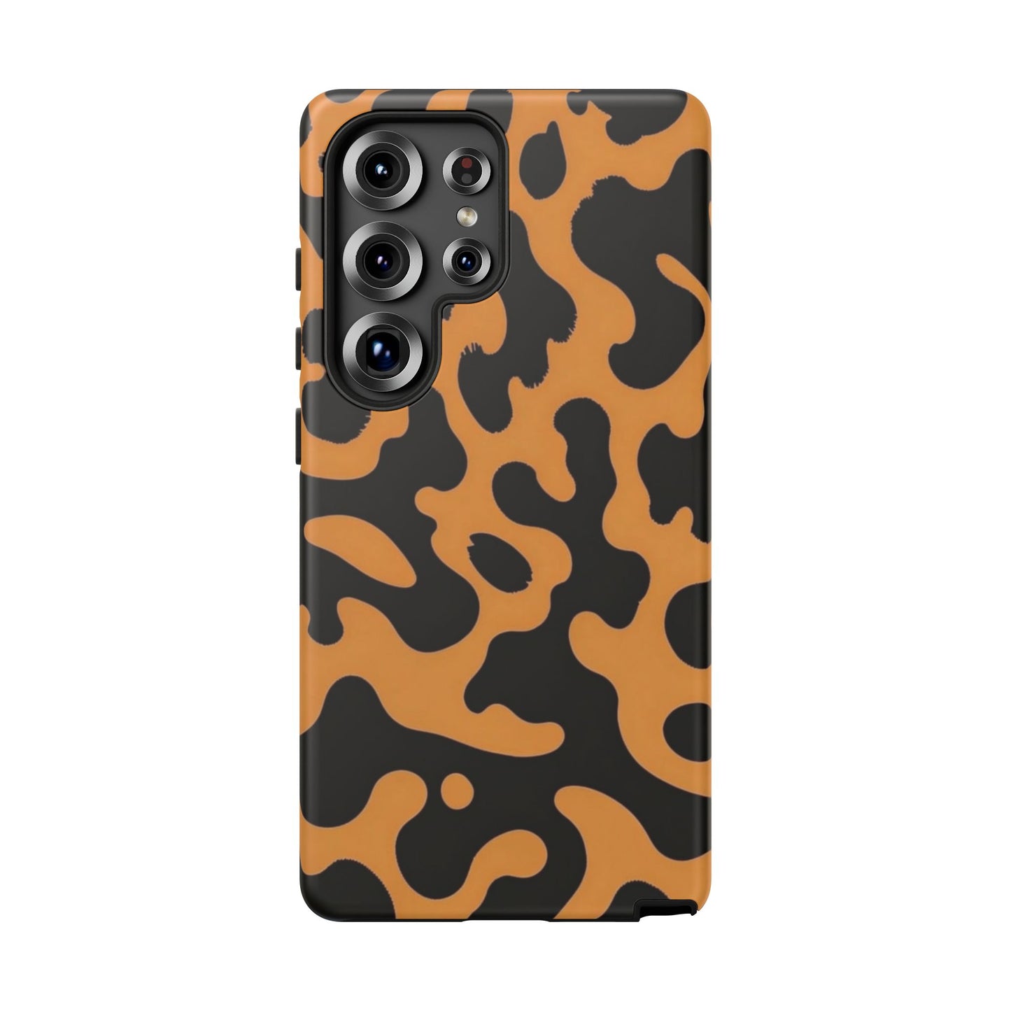 Leopard Print Phone Case — Orange & Black Tough Pattern Protective Cover
