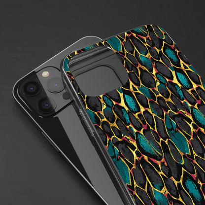 Teal Gold Leopard Clear Phone Case