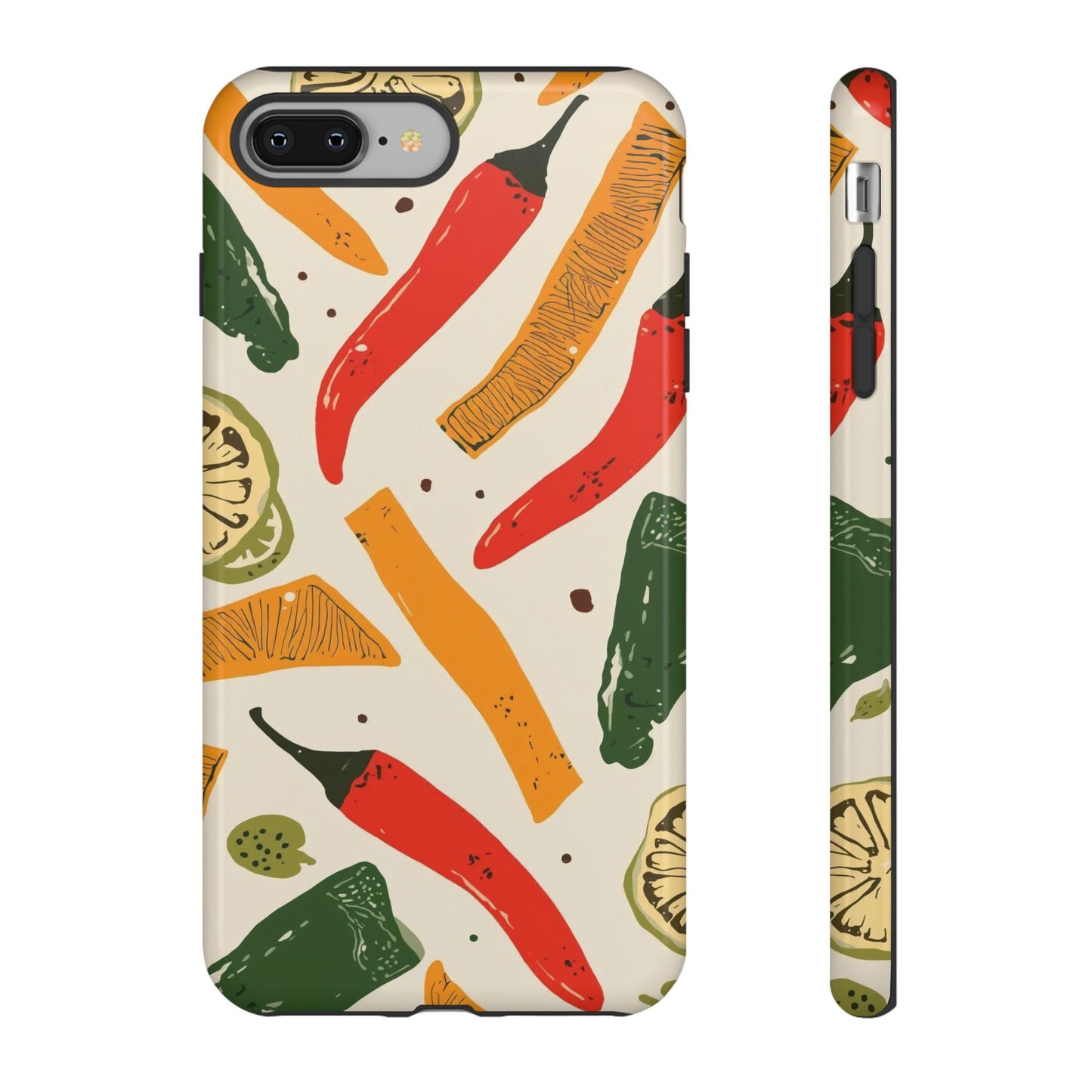 Spicy Peppers Phone Case – Colorful Chili, Lime & Citrus Pattern
