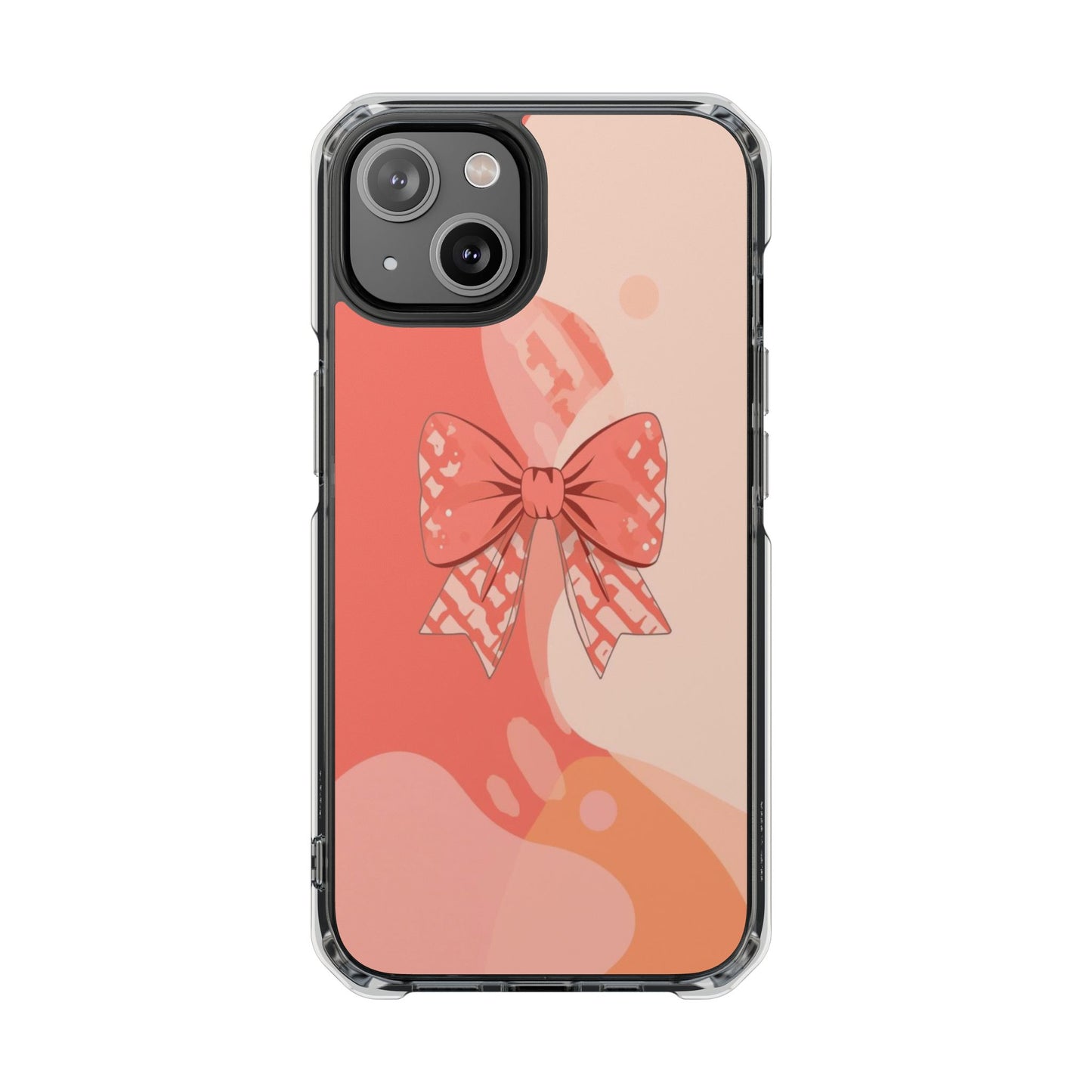 Clear Magnetic Phone Case — Pink Bow Design