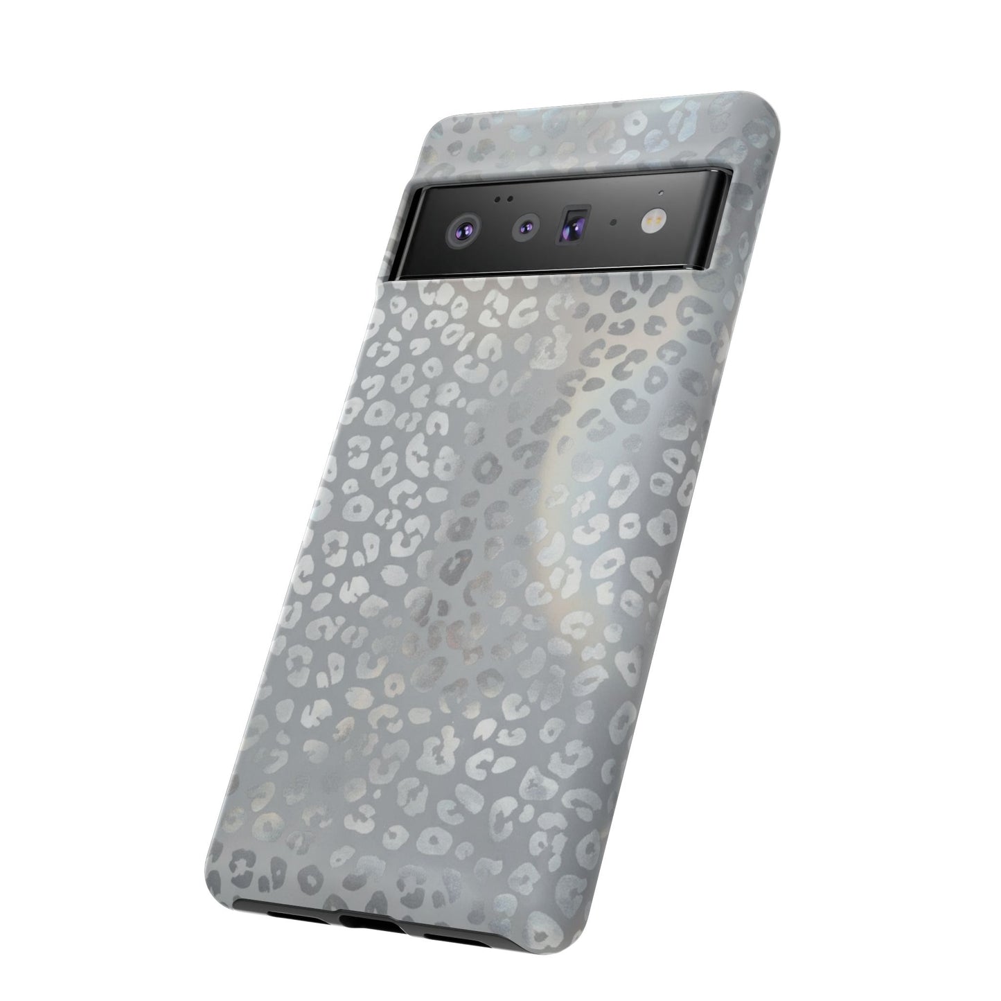 Grey Leopard Print Tough Phone Case — Durable Protective iPhone Cover