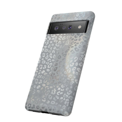 Grey Leopard Print Tough Phone Case — Durable Protective iPhone Cover