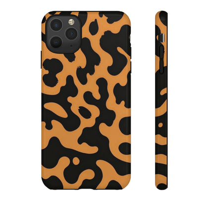 Leopard Print Phone Case — Orange & Black Tough Pattern Protective Cover