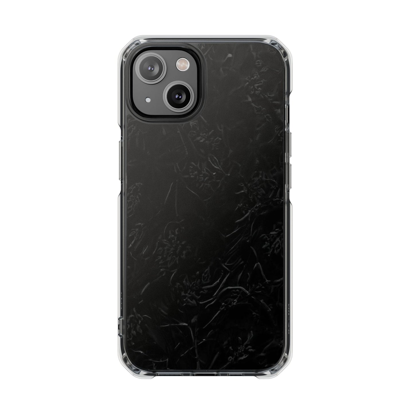 Magnetic Impact Phone Case — Black Floral Design