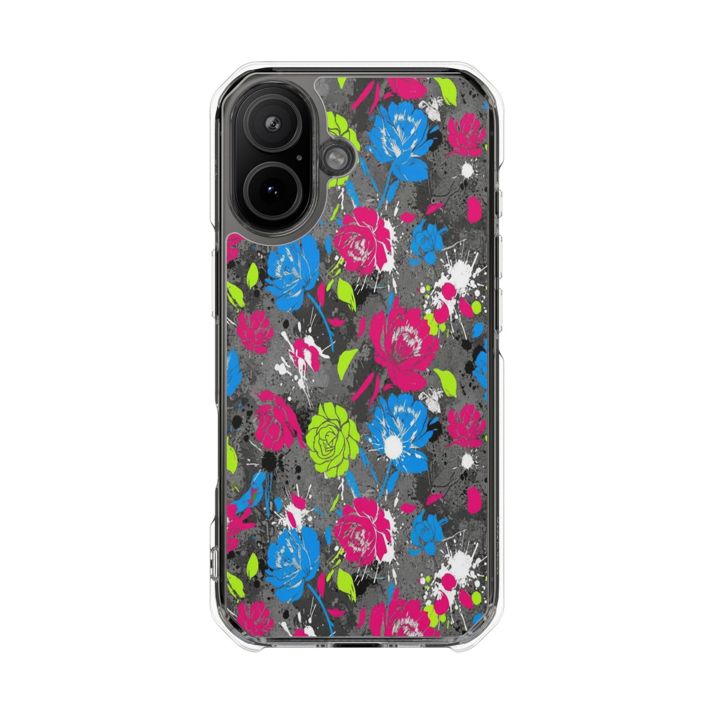 Copy of Clear Magnetic Phone Case — Bright Tropical Floral Impact Protection