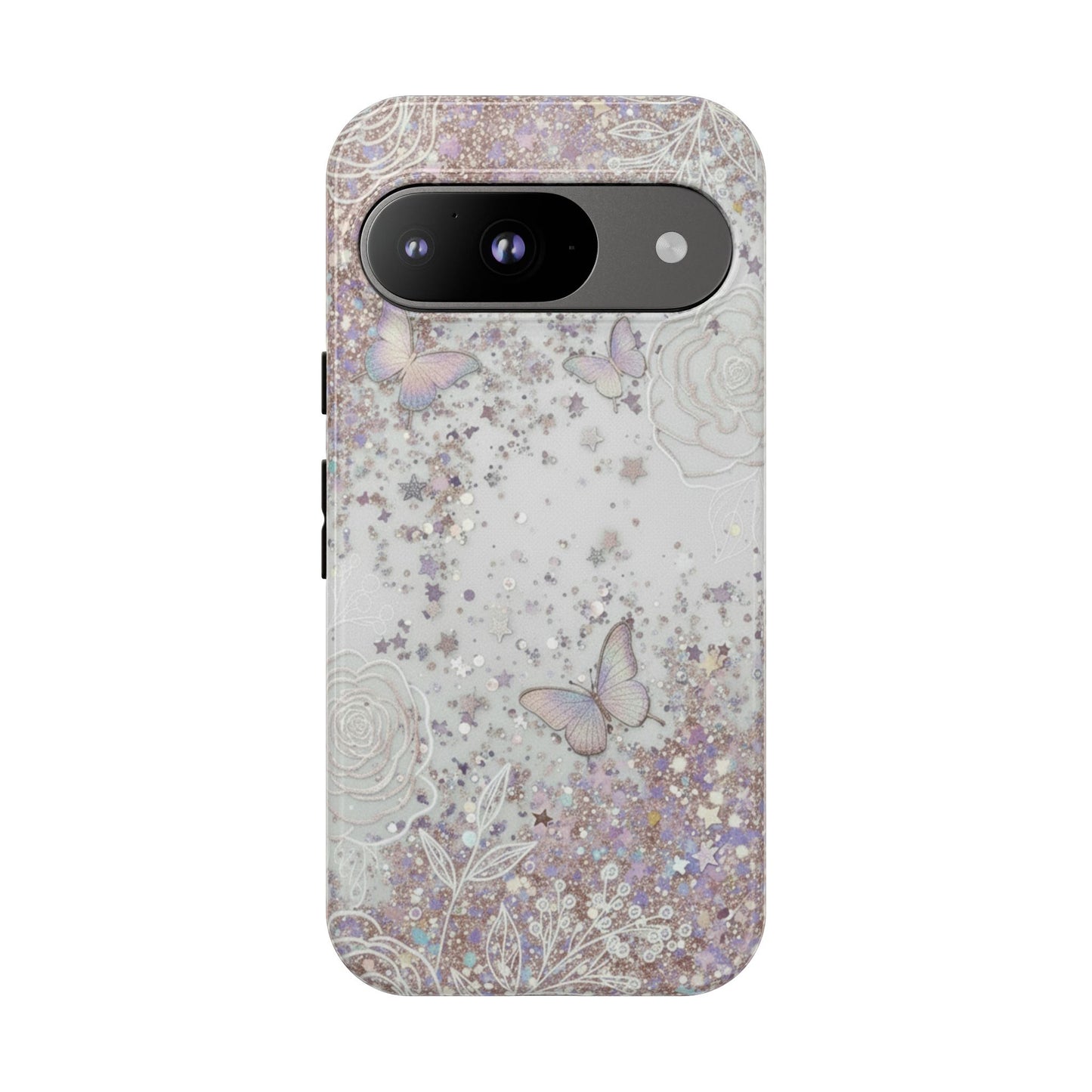 Butterfly Glitter Tough Phone Case — Floral Sparkle Protective Case