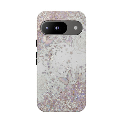 Butterfly Glitter Tough Phone Case — Floral Sparkle Protective Case