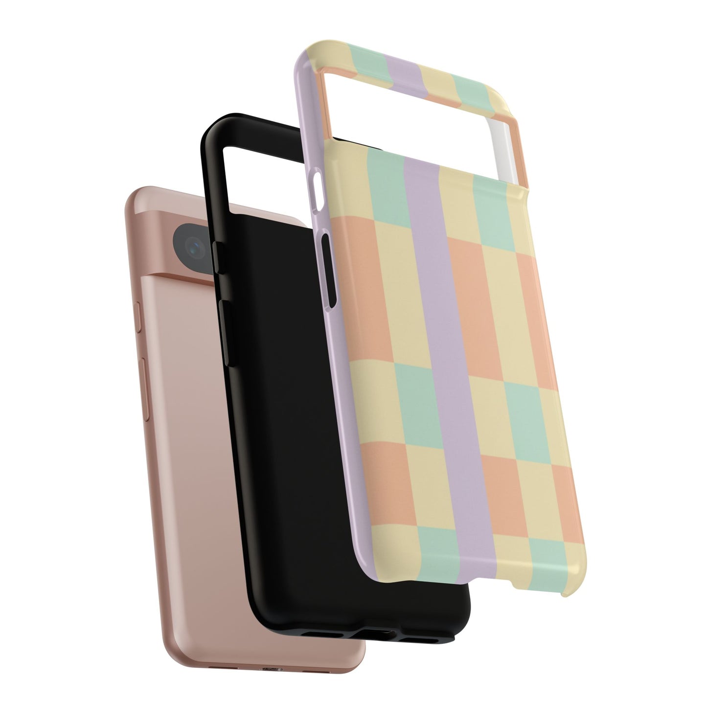 Pastel Checkered Phone Case — Retro Stripe Tough Case