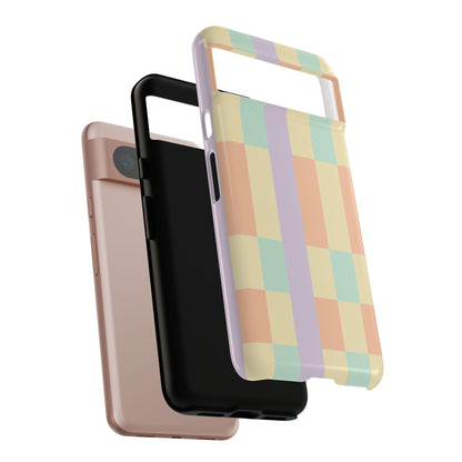 Pastel Checkered Phone Case — Retro Stripe Tough Case