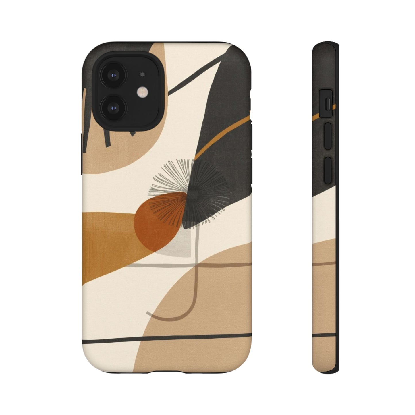 Abstract Earth Tone Phone Case — Mid-Century Minimalist Tough Case