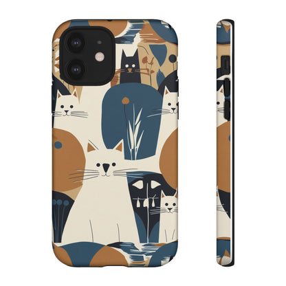 Cat Pattern Phone Case – Retro Abstract Cats Protective iPhone Cover