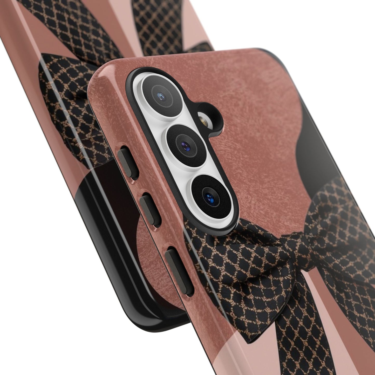 Bow Stripe Tough Phone Case – Pink Mauve Protective Cover