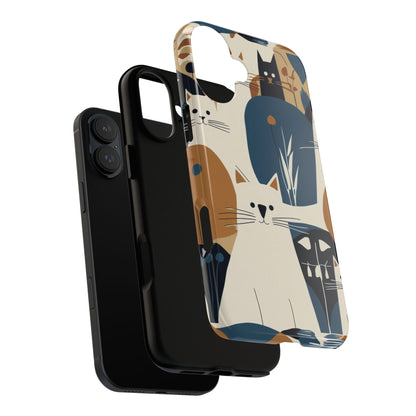 Cat Pattern Phone Case – Retro Abstract Cats Protective iPhone Cover