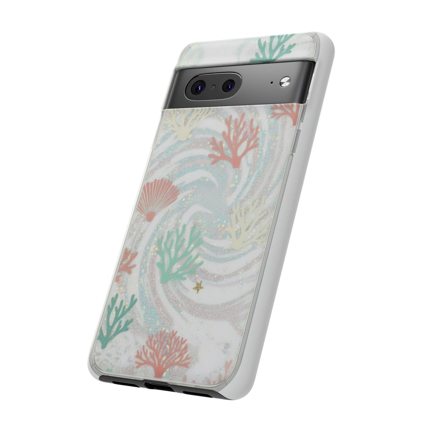 Seafoam Coral Tough Phone Case - Pastel Ocean Wave Design