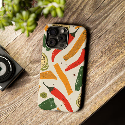 Spicy Peppers Phone Case – Colorful Chili, Lime & Citrus Pattern