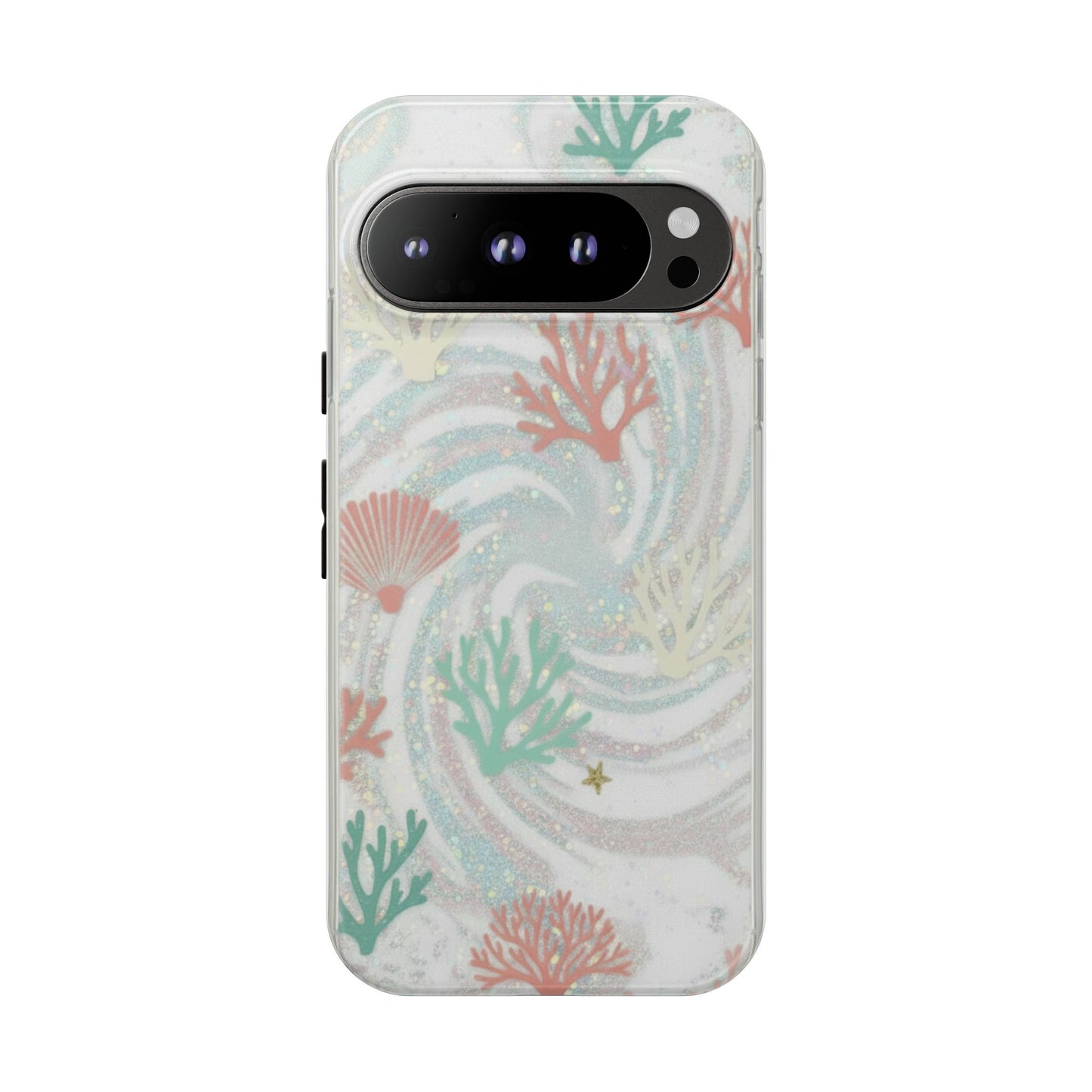Seafoam Coral Tough Phone Case - Pastel Ocean Wave Design