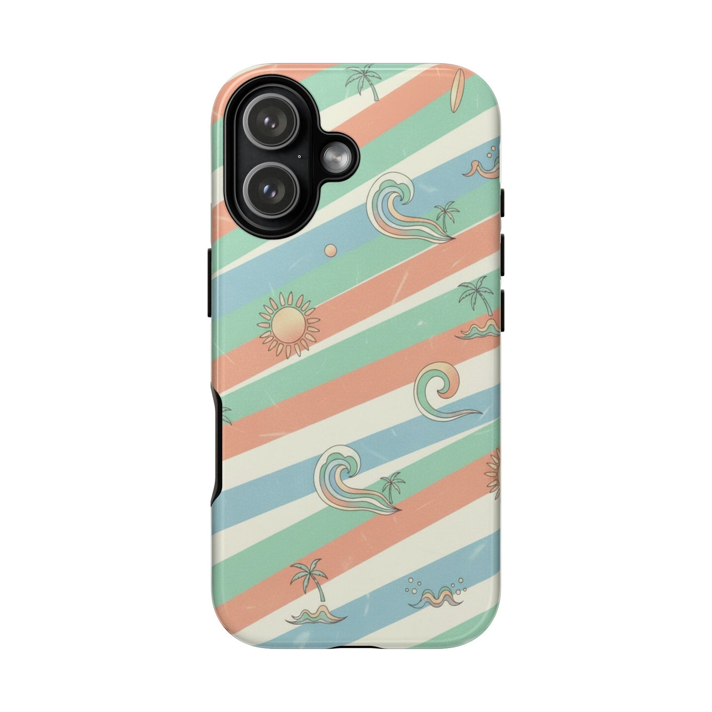 Surf Stripe Tough Phone Case — Retro Beach Waves Pattern