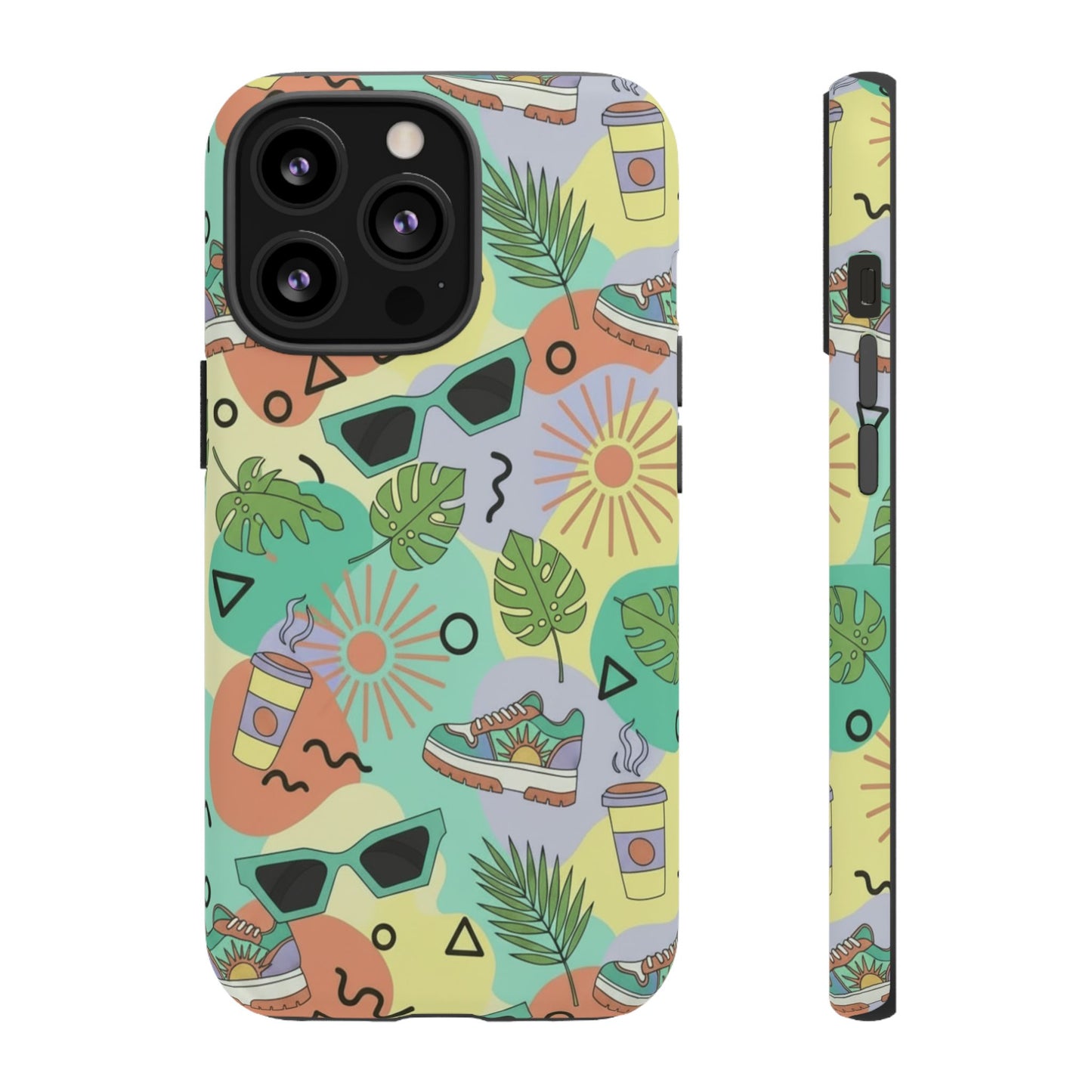 Tropical Summer Phone Case — Retro Sunglasses, Sneakers & Palm Pattern