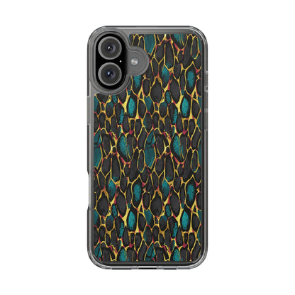 Teal Gold Leopard Clear Phone Case