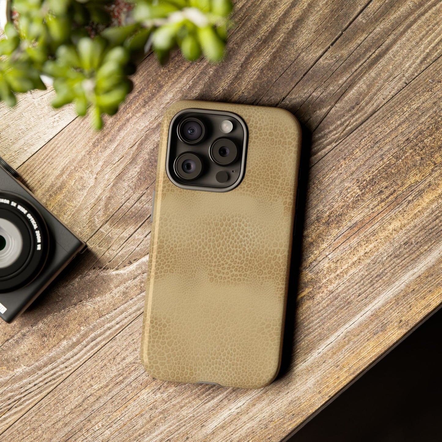 Tan Distressed Leather Texture Phone Case — Rugged Protective iPhone Cover