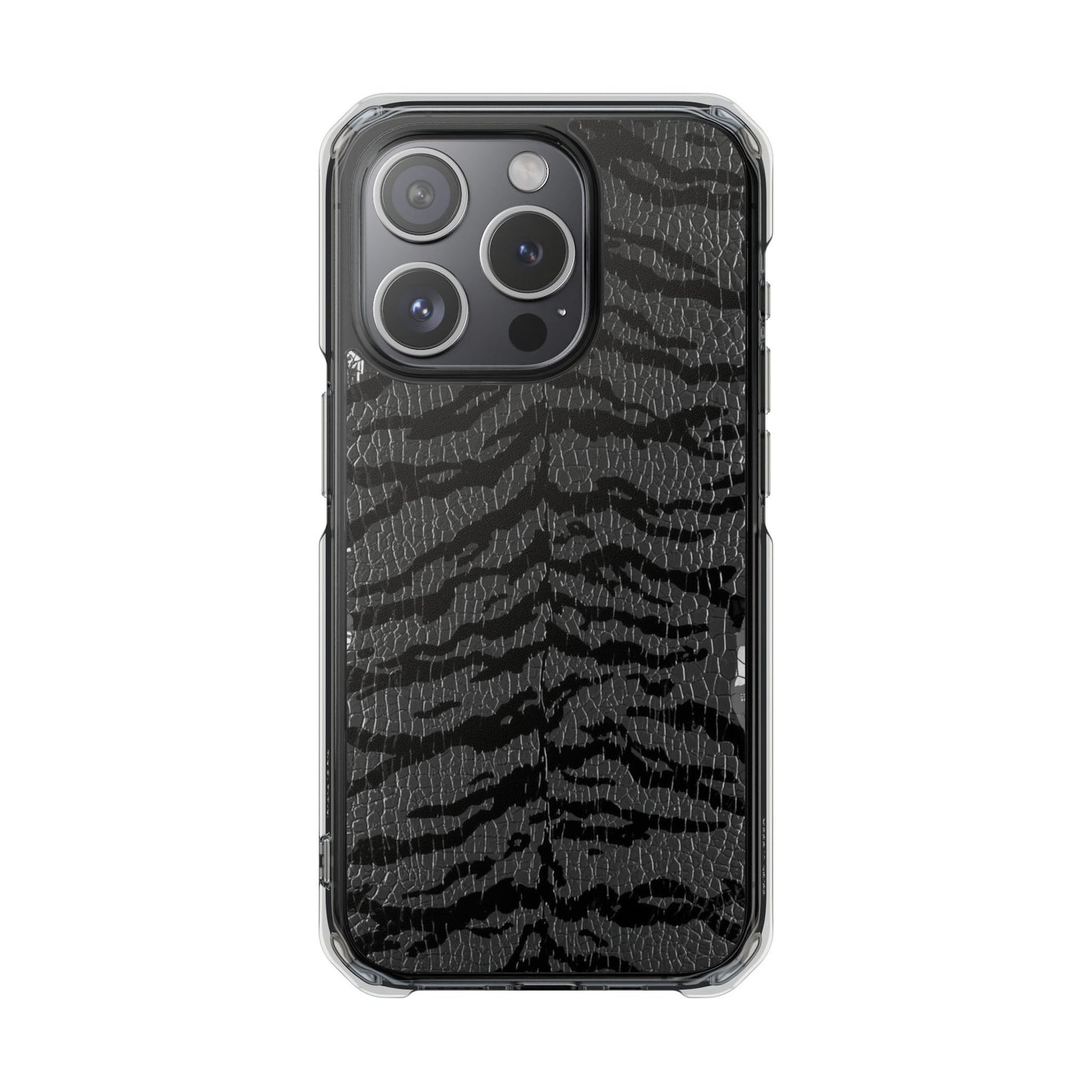 Clear Magnetic Impact Phone Case — Black Tiger Stripe