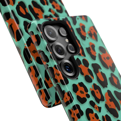 Teal & Rust Leopard Phone Case — Tough Protective Animal Print