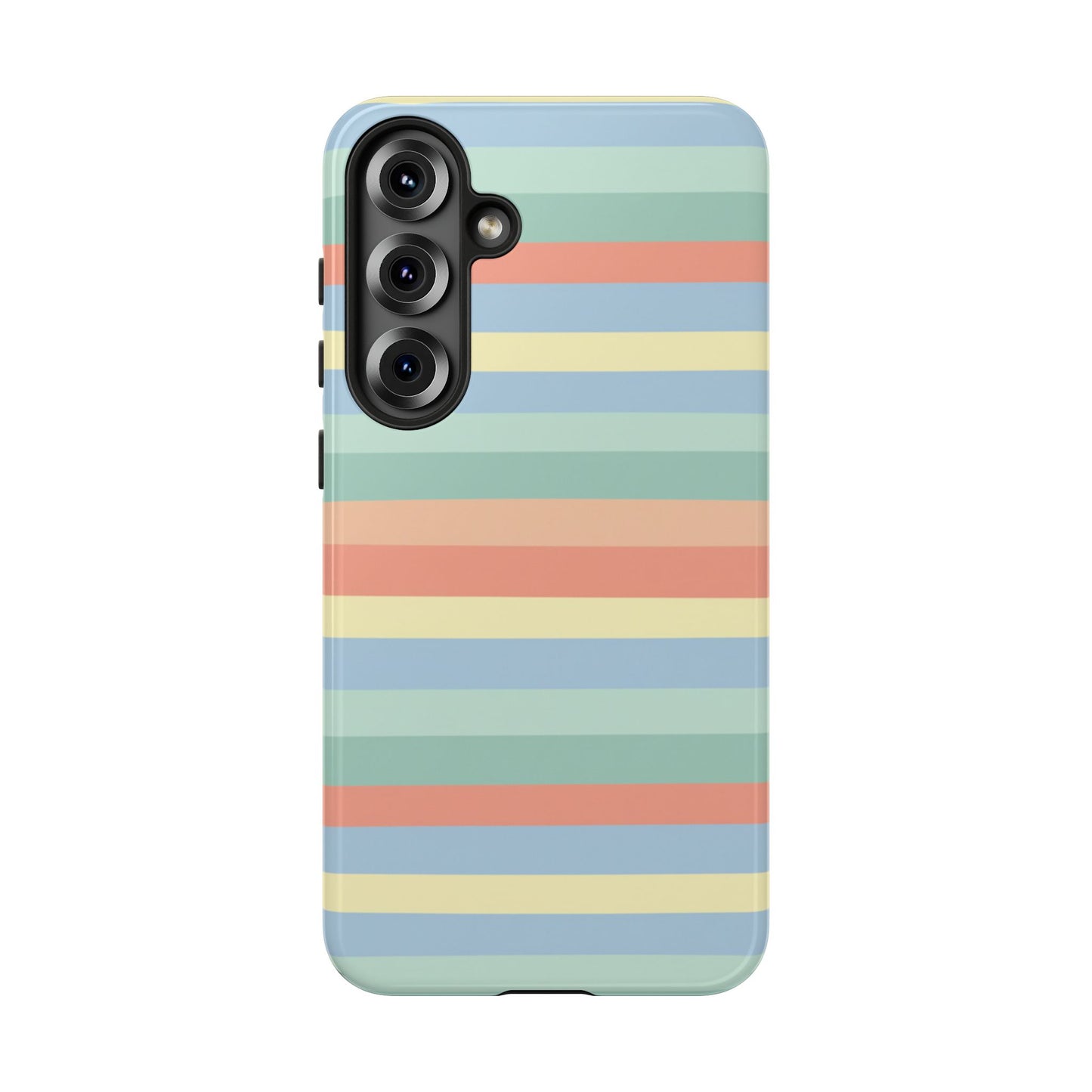 Pastel Striped Phone Case — Retro Horizontal Multi-Color Tough Case