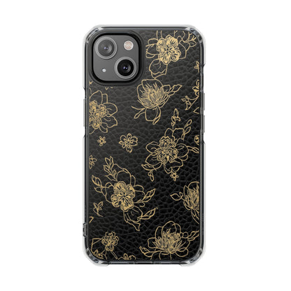 Clear Magnetic Impact Phone Case — Gold Floral Overlay