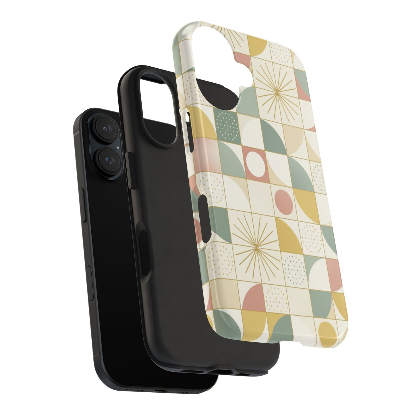 Retro Geometric Tough Phone Case — Pastel Midcentury Pattern