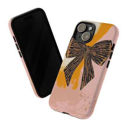 Bow Brushstroke Tough Phone Case — Pink & Mustard