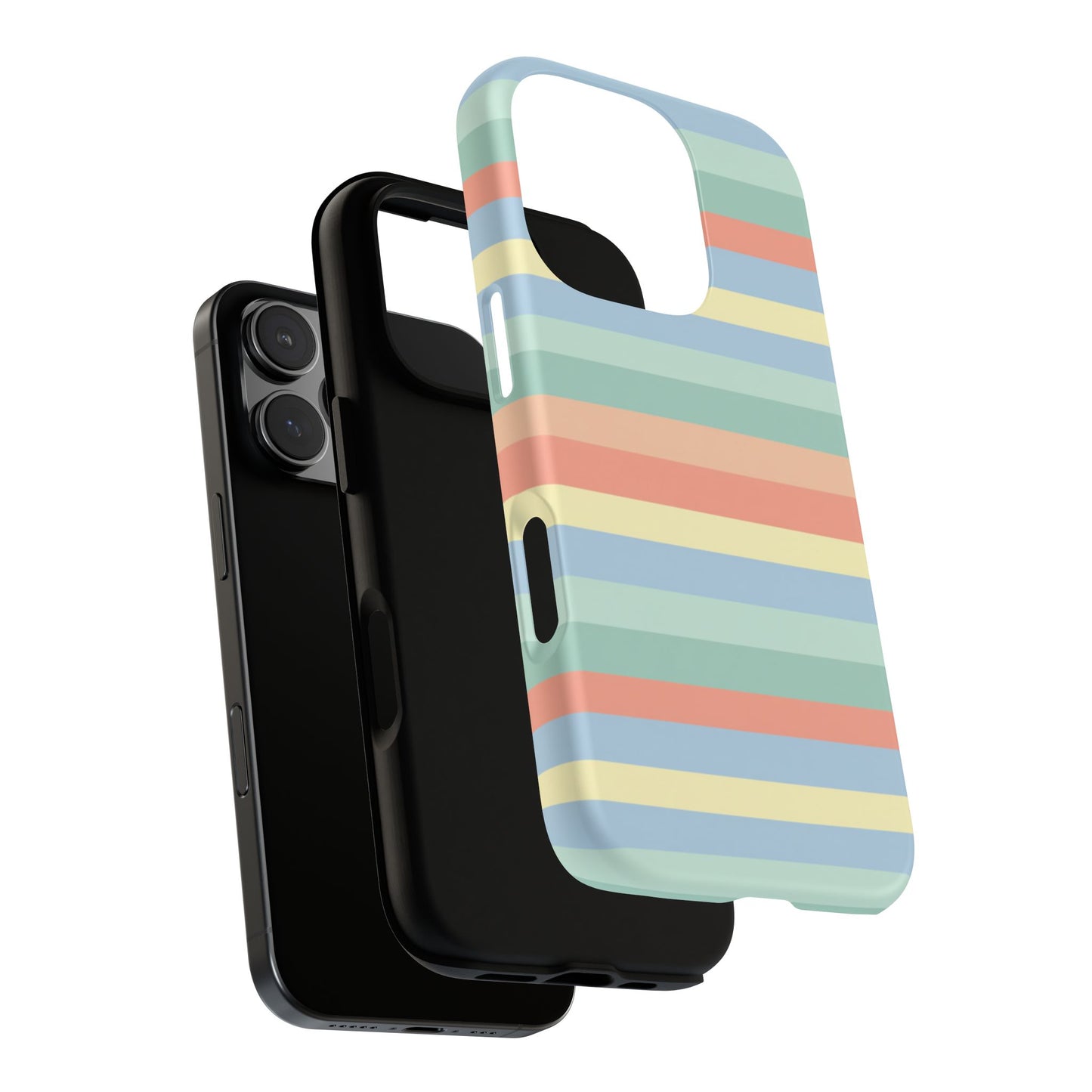 Pastel Striped Phone Case — Retro Horizontal Multi-Color Tough Case